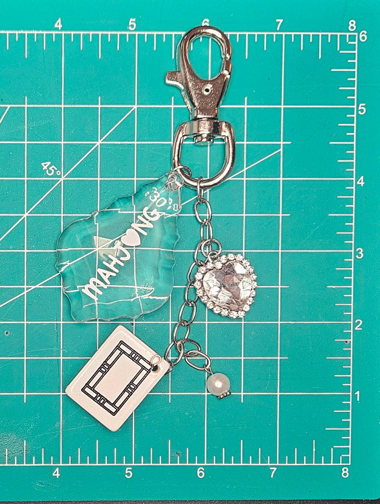 Mahjong SOAP Tile Keychain (Tile is black glitter.)