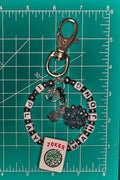 I PLAY MAHJONG Joker Tile Keychain (Tile is black silver sparkle.)