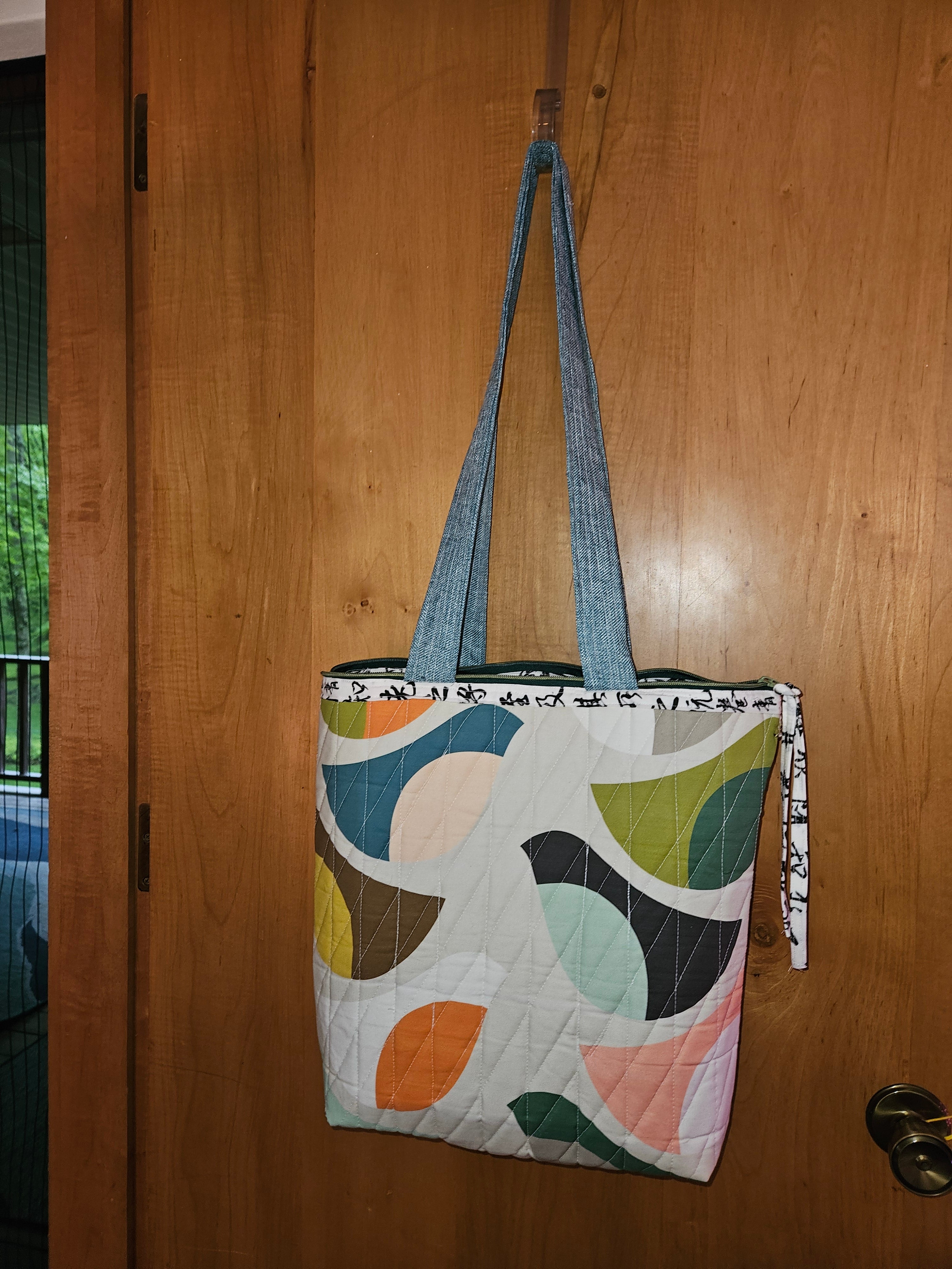 TOTE BAG, Quilted Bucket Bag (Mahjong-themed)