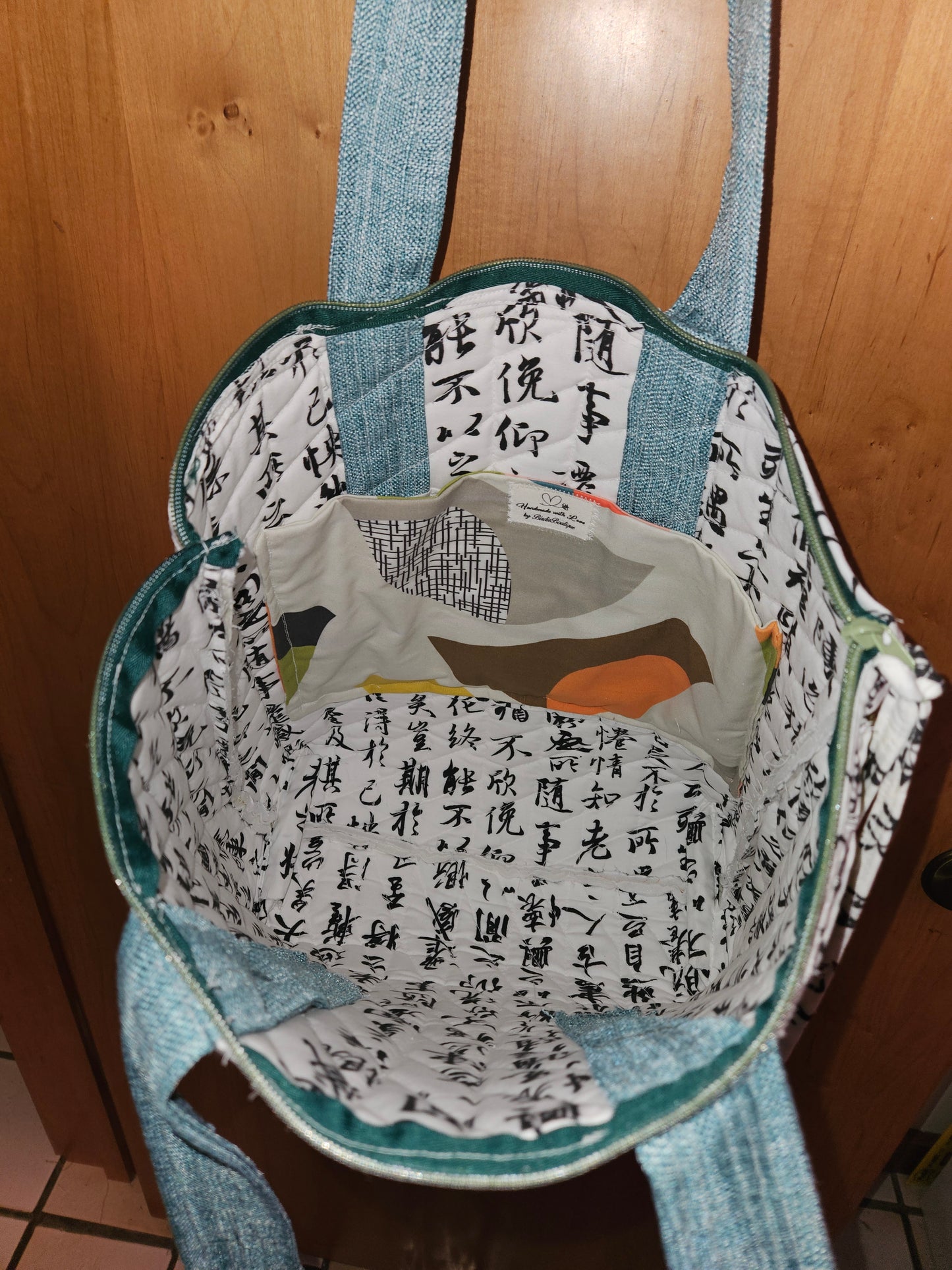 TOTE BAG, Quilted Bucket Bag (Mahjong-themed)