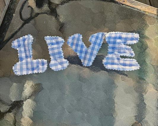 Gingham/Patterned Snap Letters 'Blue & White'