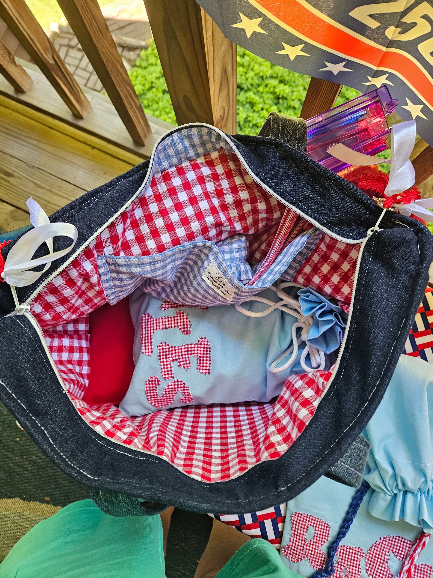 Patriotic Bams, Cracks & Dots Quilted Mahjong Tote -- 5-Piece Deluxe Set🎆