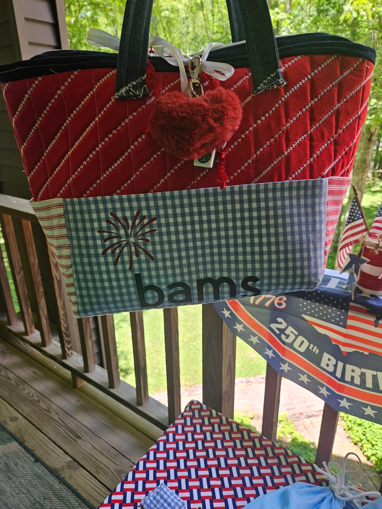 Patriotic Bams, Cracks & Dots Quilted Mahjong Tote -- 5-Piece Deluxe Set🎆