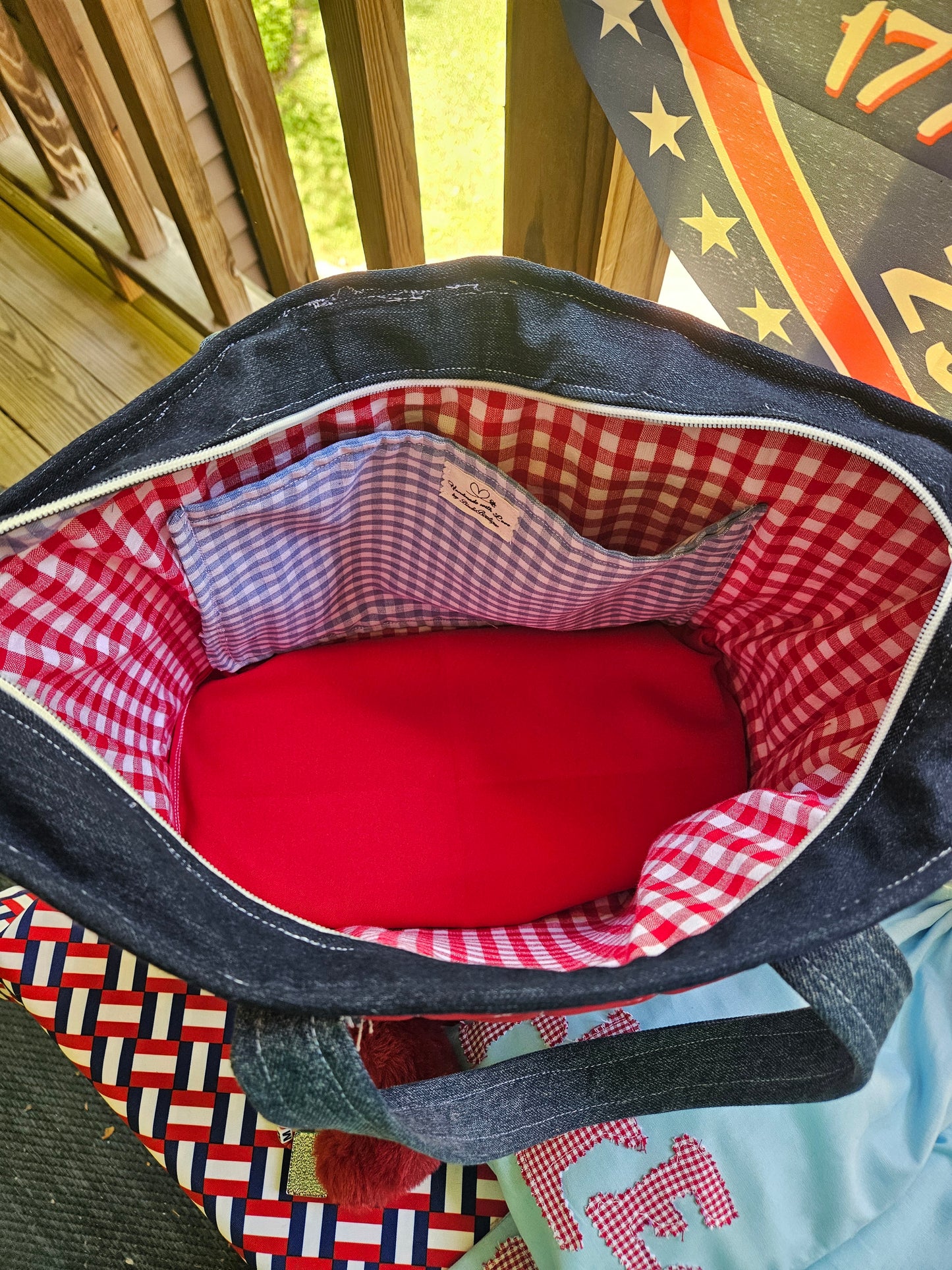 Patriotic Bams, Cracks & Dots Quilted Mahjong Tote -- 5-Piece Deluxe Set🎆