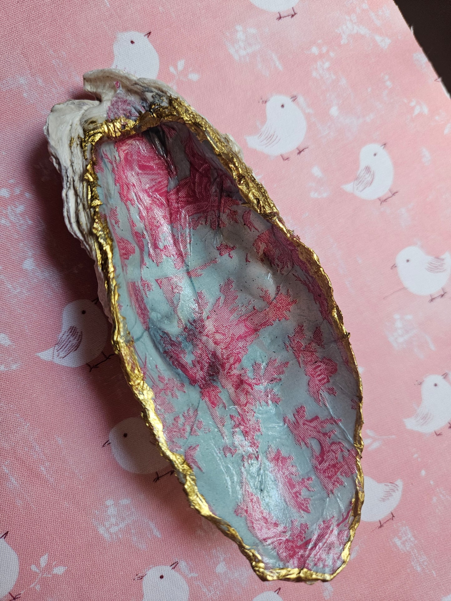 DECOUPAGED OYSTER SHELL