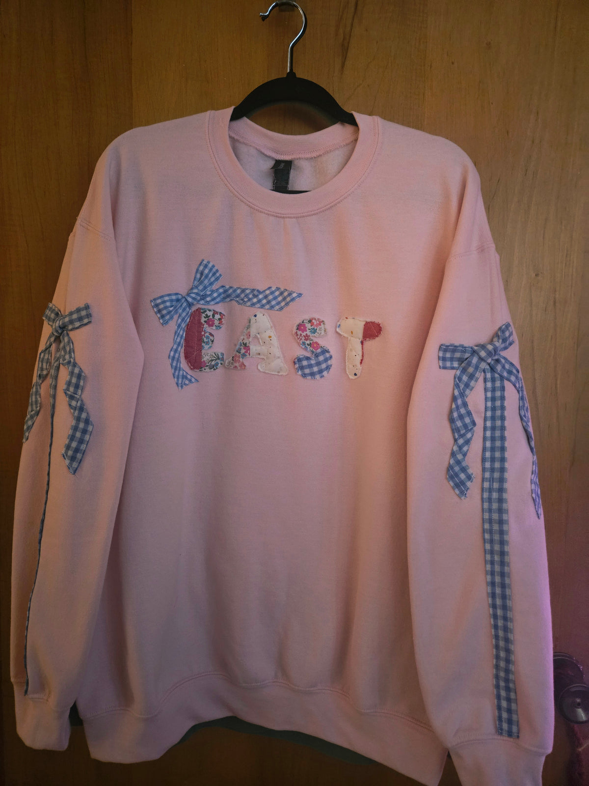 CREWNECK, Custom Quilted "EAST" Varsity Crewneck, "L"
